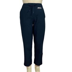Eddie Bauer women's drawstring black hiking cropped straight leg pants sz small